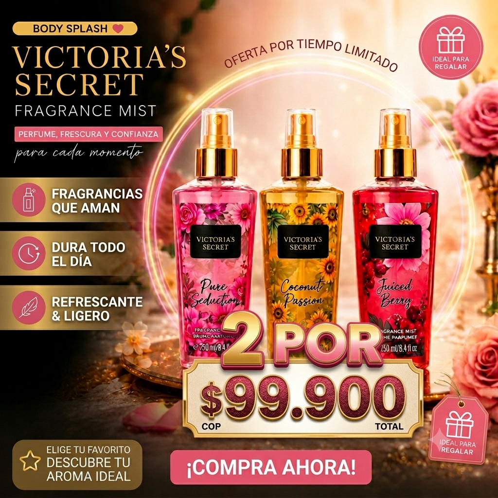 💖 Victoria's Secret 250ml ✨ ¡Compra 1 por $79.900 y llévate 2 por solo $99.900! 🔥